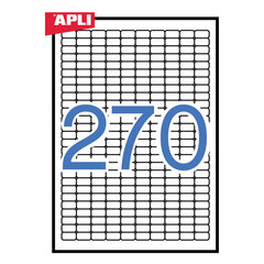 Клейкие этикетки Apli, 17.8 x 10 мм, округлые края, A4, съемные, 270 наклеек, 25 страниц, белые цена и информация | Канцелярские товары | pigu.lt