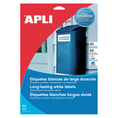 Клейкие этикетки Apli, 105 x 148 мм, A4, 4 наклейки на листе, 20 листов, белые цена и информация | Канцелярские товары | pigu.lt