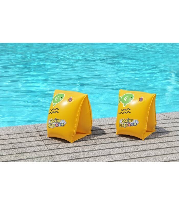 Pripučiamos rankovės Bestway Swim Safe, 25x15 cm, geltonos kaina ir informacija | Pripučiamos ir paplūdimio prekės | pigu.lt