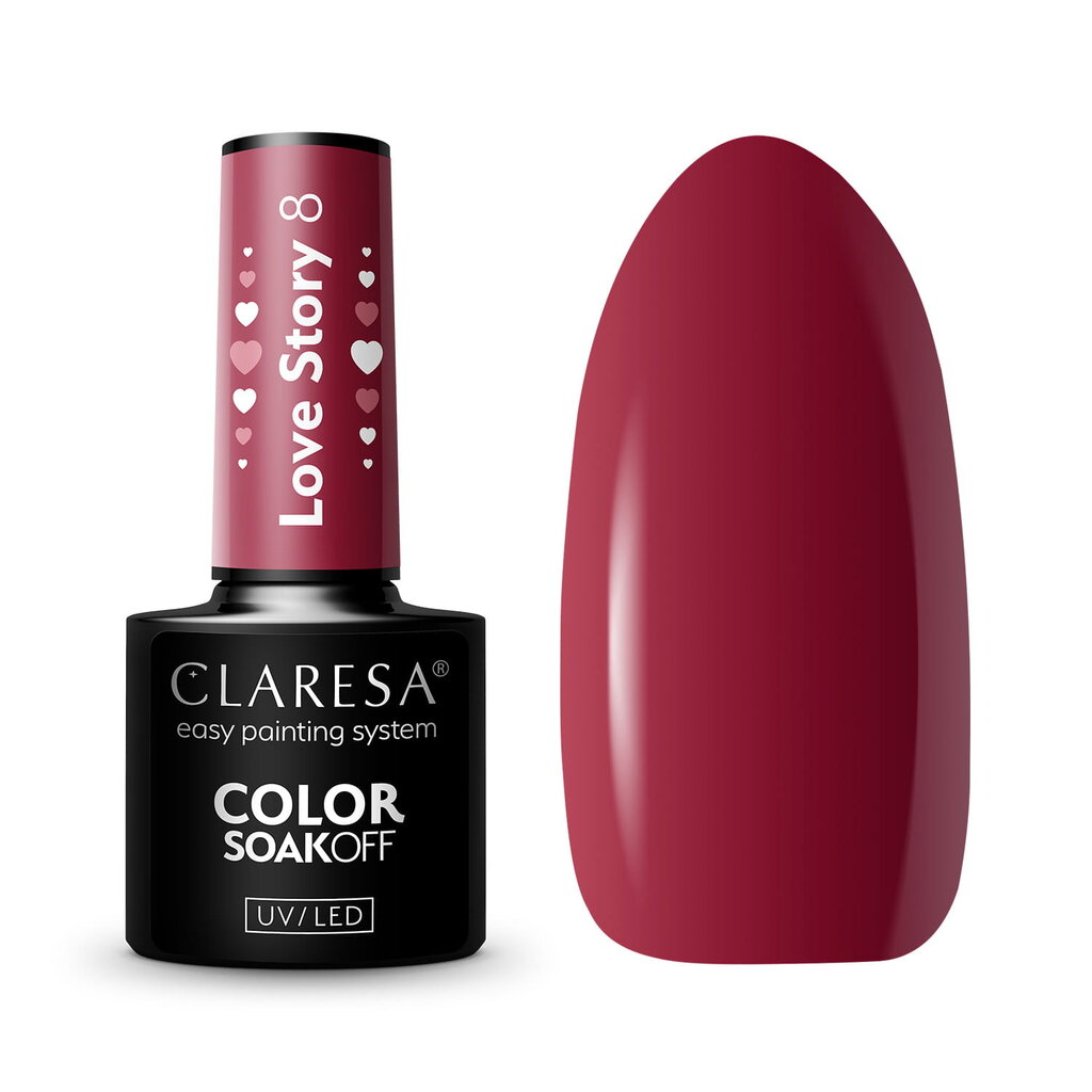 Nagų lakas Claresa Color Soak Off Gel Polish Love Story, 8, 5 g kaina ir informacija | Nagų lakai, stiprintojai | pigu.lt