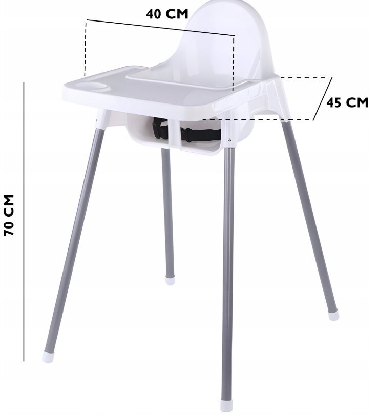 Retoo maitinimo kėdutė + staliukas 2in1, balta kaina ir informacija | Maitinimo kėdutės | pigu.lt