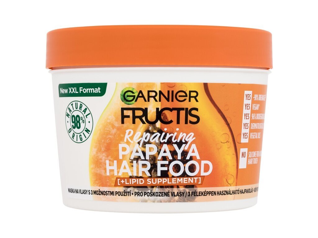 Plaukų kaukė Garnier Fructis Hair Food Papaya, moterims, 400 ml kaina ir informacija | Priemonės plaukų stiprinimui | pigu.lt