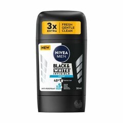 Антиперспирант Nivea Men Black &amp; White Invisible Fresh для мужчин, 50 мл цена и информация | Дезодоранты | pigu.lt