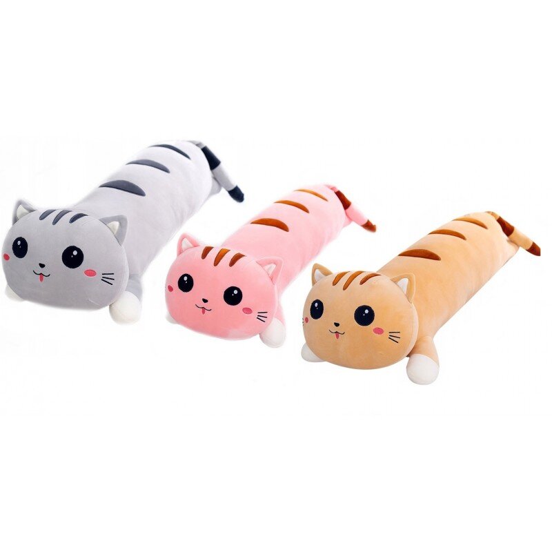Pliušinis žaislas katė - pagalvė, Pilka, 70cm kaina ir informacija | Minkšti (pliušiniai) žaislai | pigu.lt