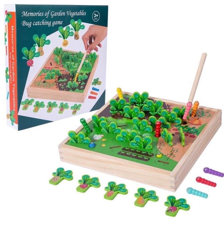Stalo žaidimas Montessori kirmėliukai ir daržovės sode цена и информация | Stalo žaidimai, galvosūkiai | pigu.lt