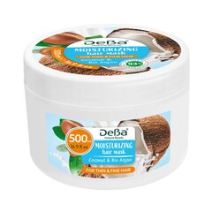 Drėkinamoji plaukų kaukė su kokosu ir argano aliejumi DeBa Natural Beauty, 500 ml kaina ir informacija | Priemonės plaukų stiprinimui | pigu.lt