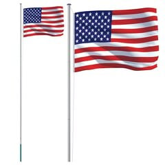 VidaXL JAV vėliava su stiebu, 6,23 m kaina ir informacija | Vėliavos ir jų priedai | pigu.lt