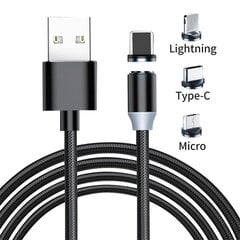 Magnetic 3in1, Micro USB/Type-C/Lightning, 1m kaina ir informacija | Laidai telefonams | pigu.lt