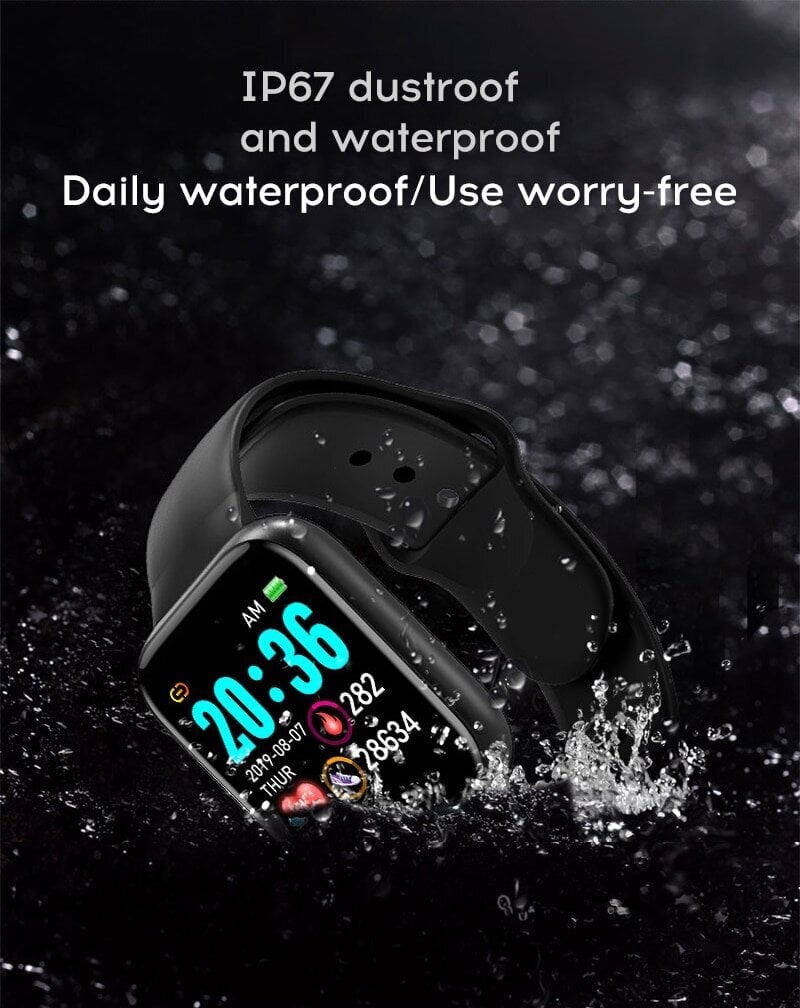 Išmanusis laikrodis Smart-Watch D20S, juodas, atsparus vandeniui kaina ir informacija | Išmanieji laikrodžiai (smartwatch) | pigu.lt