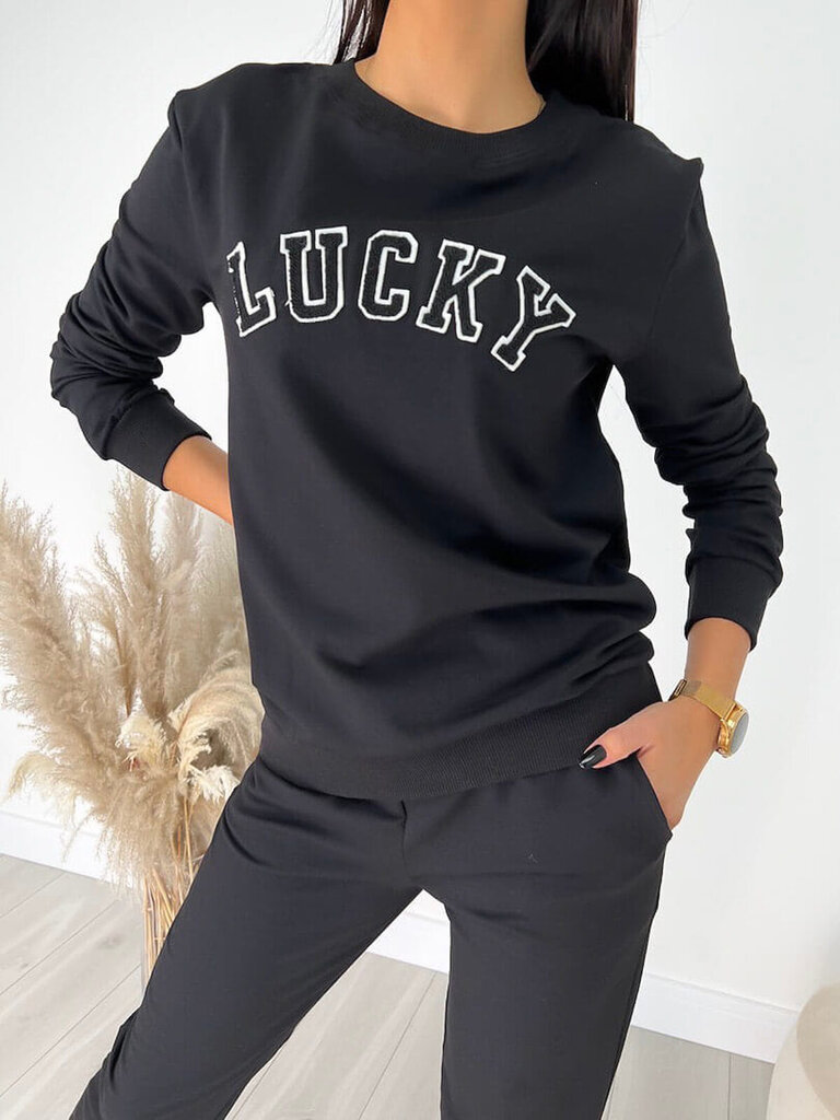 Medvilninis laisvalaikio komplektas moterims Lucky, juodas kaina ir informacija | Sportinė apranga moterims | pigu.lt