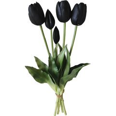 5 juodų tulpių puokštė, 40 cm kaina ir informacija | Dirbtinės gėlės | pigu.lt