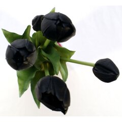 5 juodų tulpių puokštė, 40 cm kaina ir informacija | Dirbtinės gėlės | pigu.lt