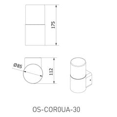 Садовый фасадный светильник CORTA-AU, E27, 25Вт, IP44, антрацит, OS-COR0UA-30,GTV цена и информация | Уличные светильники | pigu.lt