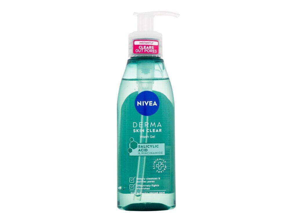 Gelinis veido valiklis Nivea Derma Skin Clear moterims, 150 ml kaina ir informacija | Veido prausikliai, valikliai | pigu.lt