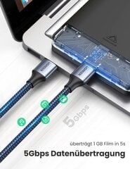 USB3.0 cable Male USB-A to Male USB-A UGREEN 2A, 0.5m (black) цена и информация | Кабели и провода | pigu.lt