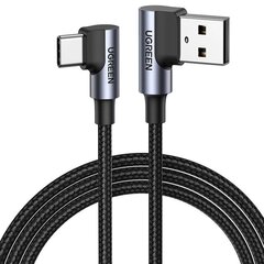 USB-C to USB-A 2.0 Angled Cable UGREEN US176, 3A, 3m (Black) цена и информация | Кабели и провода | pigu.lt