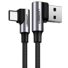 USB-C to USB-A 2.0 Angled Cable UGREEN US176, 3A, 3m (Black) цена и информация | Кабели и провода | pigu.lt