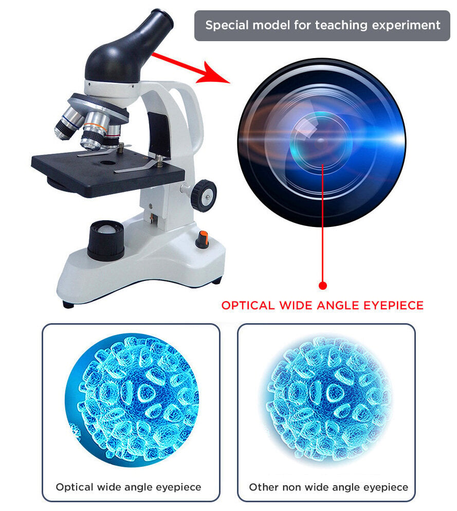 Profesionalus biologinis mikroskopas, 640X kaina ir informacija | Teleskopai ir mikroskopai | pigu.lt