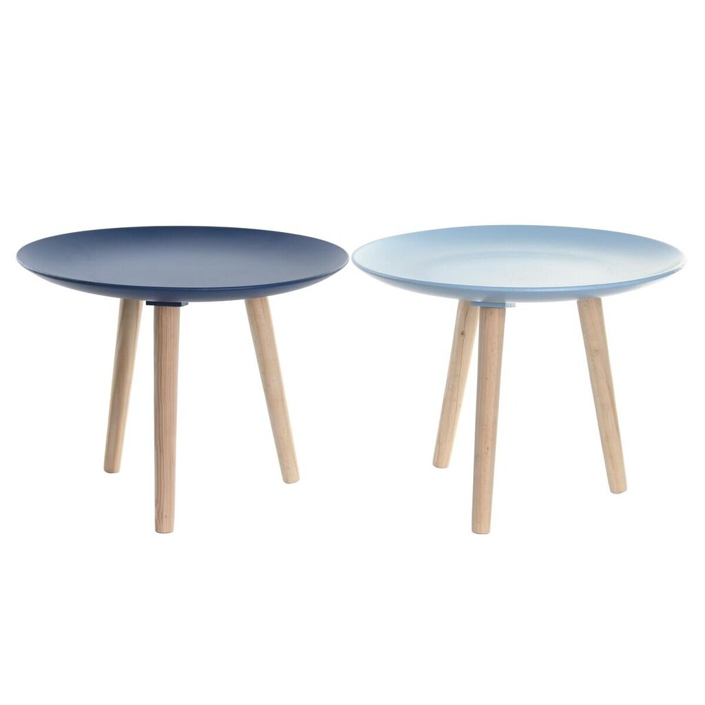 2-jų dalių kavos staliukų komplektas DKD Home Decor 44x44x35 cm, mėlyni kaina ir informacija | Kavos staliukai | pigu.lt