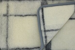 одеяло шерстяное 200х220 серое в клетку 100% мериносовая шерсть цена и информация | Одеяла | pigu.lt