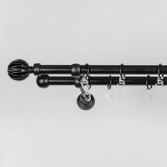 Karnizas "MATERA-KULA" dvigubas Ø19 juodos sp. 300 cm kaina ir informacija | Karnizai | pigu.lt