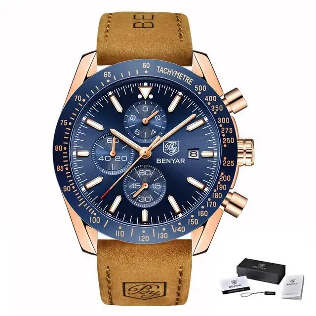 Vyriškas laikrodis Benyar 5140 – auksinis ir mėlynas kaina ir informacija | Vyriški laikrodžiai | pigu.lt