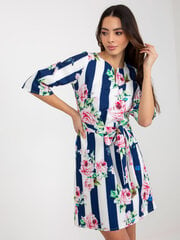 Женское бело-темно-синее платье с принтом цена и информация | Платья | pigu.lt