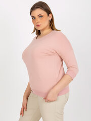 šviesiai rožinė plius dydžio palaidinė su užrašais ir 3/4 rankovėmis kaina ir informacija | Palaidinės, marškiniai moterims | pigu.lt
