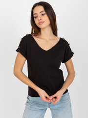 juoda laisvalaikio palaidinė trumpomis rankovėmis och bella kaina ir informacija | Palaidinės, marškiniai moterims | pigu.lt