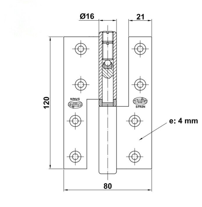 Vyriai 418B, 120x80x4mm kaina ir informacija | Durų lankstai, priedai | pigu.lt