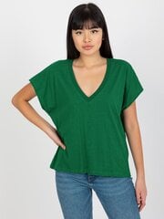 Женская темно-зеленая однотонная футболка цена и информация | Футболка женская | pigu.lt