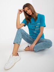 Женская синяя футболка с принтом цена и информация | Женские футболки | pigu.lt