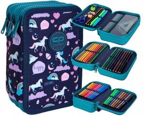 Trijų skyrių mokyklinis penalas CoolPack Jumper 3 Unicorn, su priedais цена и информация | Пеналы | pigu.lt