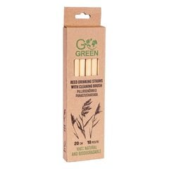 Компостируемые тростниковые соломинки с кисточкой Go Green 10 шт./ 0,038 кг цена и информация | Кухонная утварь | pigu.lt