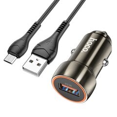 Автомобильная зарядка Hoco Z46 USB-A 18W QC3.0 + MicroUSB серая цена и информация | Зарядные устройства для телефонов | pigu.lt