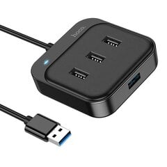 USB разветвитель Hoco HB31 Easy 4-in-1 converter USB to USB3.0 + 3xUSB2.0 1.2m черный цена и информация | Адаптеры, USB-разветвители | pigu.lt