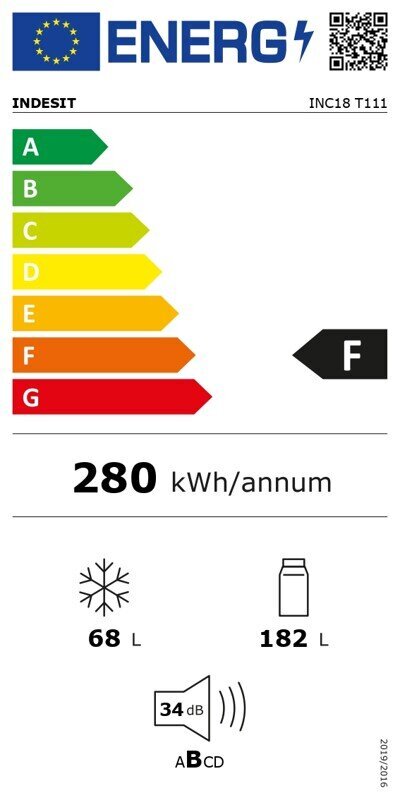 Indesit INC18 T111 kaina ir informacija | Šaldytuvai | pigu.lt