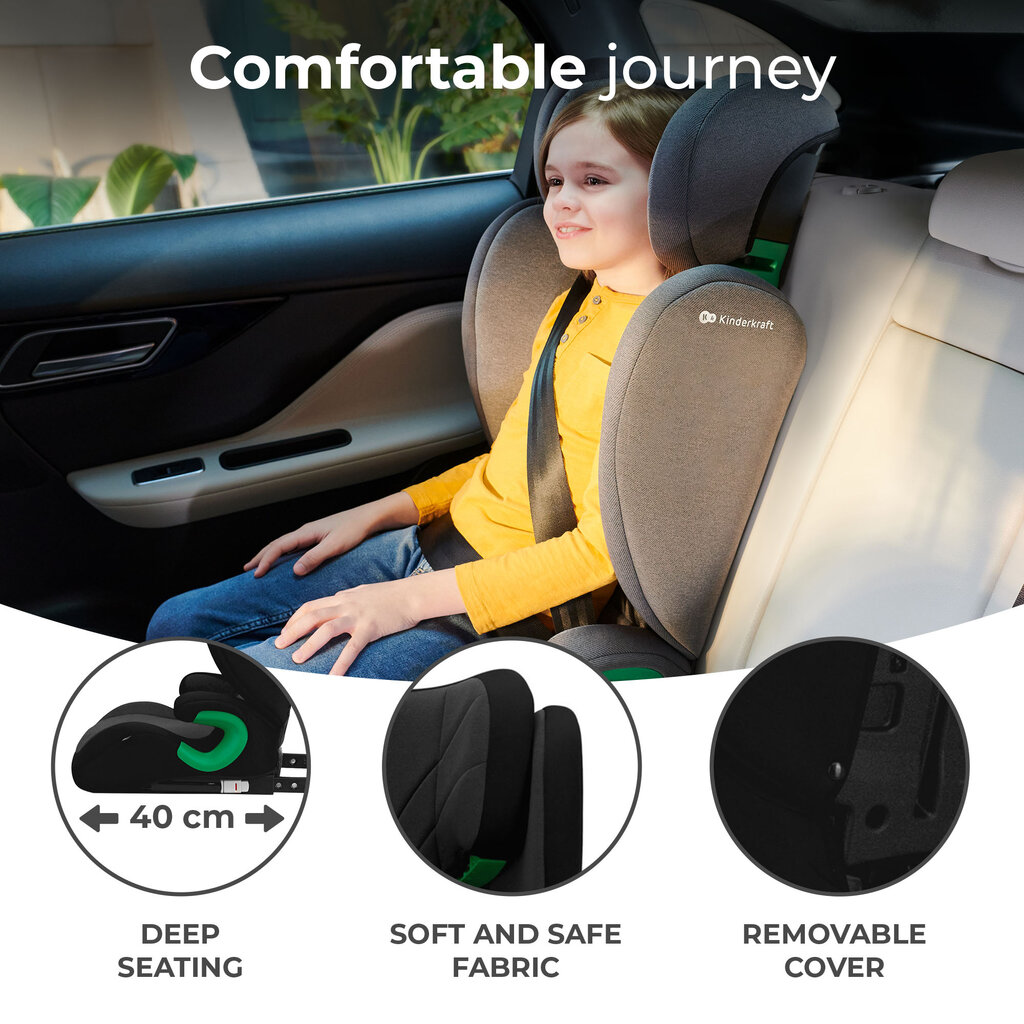 Kinderkraft automobilinė kėdutė Junior Fix 2 i-Size 15-36 kg Isofix, Graphite Black kaina ir informacija | Autokėdutės | pigu.lt