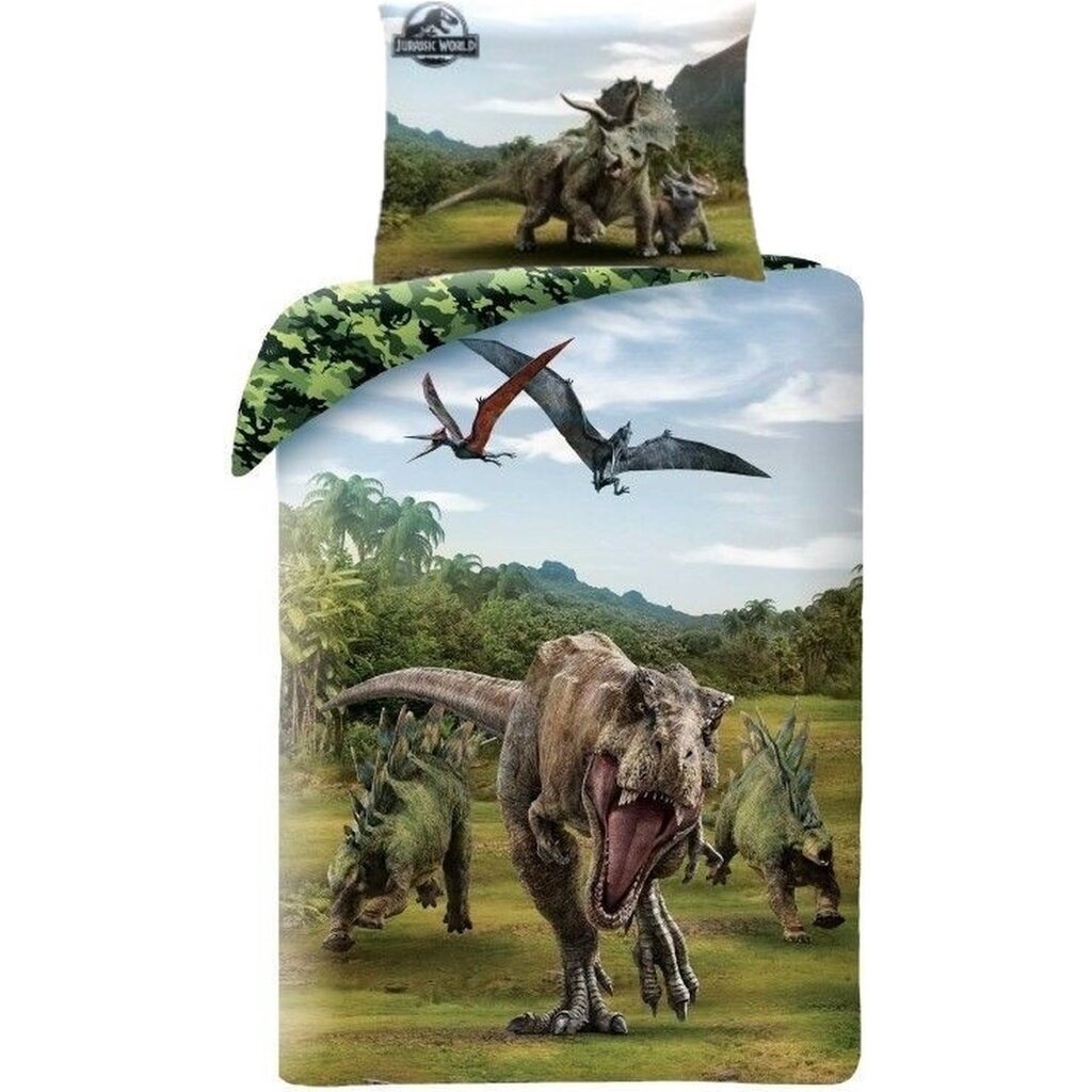 Jurassic World dvipusis patalynės komplektas, 140x200 cm, 2 dalių kaina ir informacija | Patalynė kūdikiams, vaikams | pigu.lt