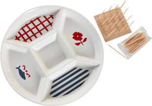 Комплект для аперитива DKD Home Decor 23,5 x 23,5 x 7 cm Красный Синий Белый Керамика Средиземноморье Дома цена и информация | Посуда, тарелки, обеденные сервизы | pigu.lt