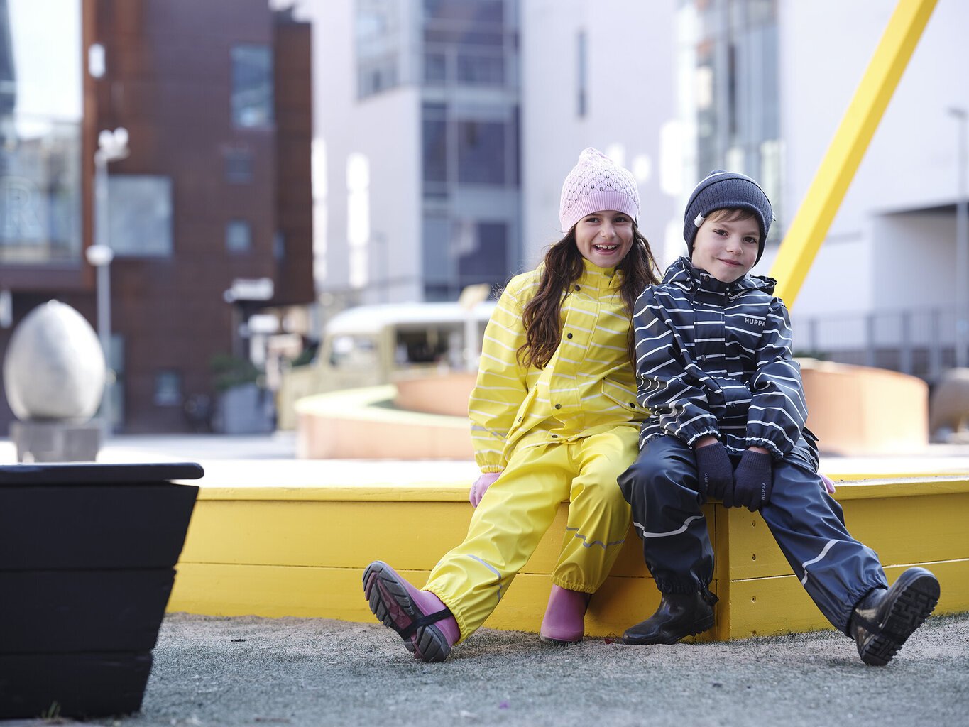 Huppa vaikiškos lietaus kelnės su petnešomis PANTSY 1, geltonos spalvos kaina ir informacija | Lietaus rūbai vaikams | pigu.lt