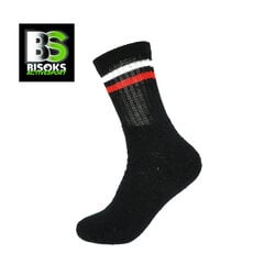 Спортивные носки Bisoks 11022 black/2 stripes white/red цена и информация | Мужские носки | pigu.lt