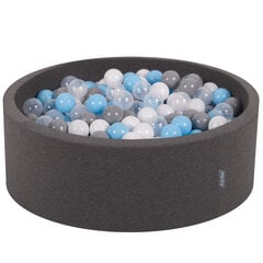Круглый бассейн с разноцветными мячами KiddyMoon Ball Pool 90х30 см/300 шт. Ø 7 см, светло-серый: серый/белый/прозрачный/голубой цена и информация | Игрушки для малышей | pigu.lt