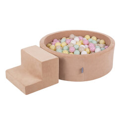 Kamuoliukų baseinas KiddyMoon su laipteliais, 90X30cm, 100 kamuoliukų, rožinis kaina ir informacija | Žaislai kūdikiams | pigu.lt