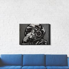 Настенный печатный холст Banksy Dj Обезьяна астронавт Чёрно-белое граффити декор интерьера - 60 х 40 см цена и информация | Репродукции, картины | pigu.lt