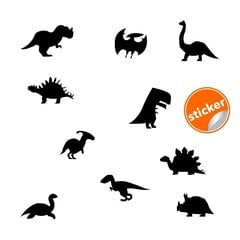 Виниловые наклейки на стену Черные силуэты динозавров Декор интерьера для детской комнаты - 40 шт. цена и информация | Интерьерные наклейки | pigu.lt