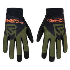 Вело перчатки Rock Machine Race FF, черные/серые/зеленые, M цена и информация | Одежда для велосипедистов | pigu.lt