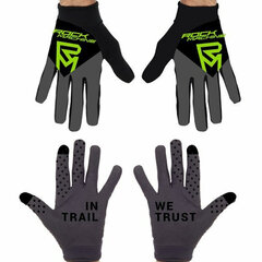 Вело перчатки Rock Machine Race FF, черные/серые/зеленые, XXL цена и информация | Одежда для велосипедистов | pigu.lt