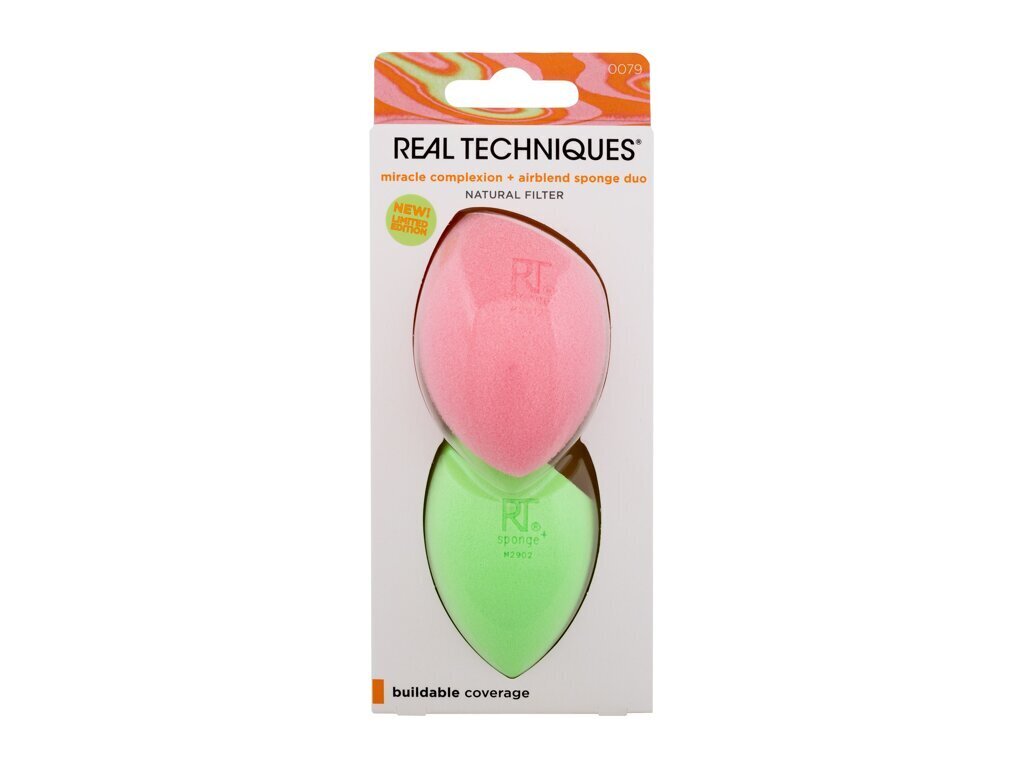 Kosmetinių kempinėlių veidui rinkinys Real Techniques Miracle Complexion Sponge + Miracle Airblend Sponge Duo, 2 vnt. цена и информация | Makiažo šepetėliai, kempinėlės | pigu.lt