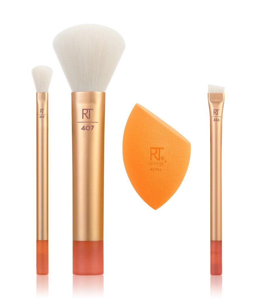 Kosmetikos šepetėlių rinkinys Real Techniques Midi Moment Brush, 3 vnt. + kempinėlė цена и информация | Makiažo šepetėliai, kempinėlės | pigu.lt